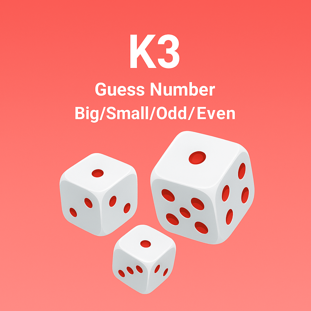 Bounty Game K3 Lottery banner featuring dice graphics and lottery-style betting options